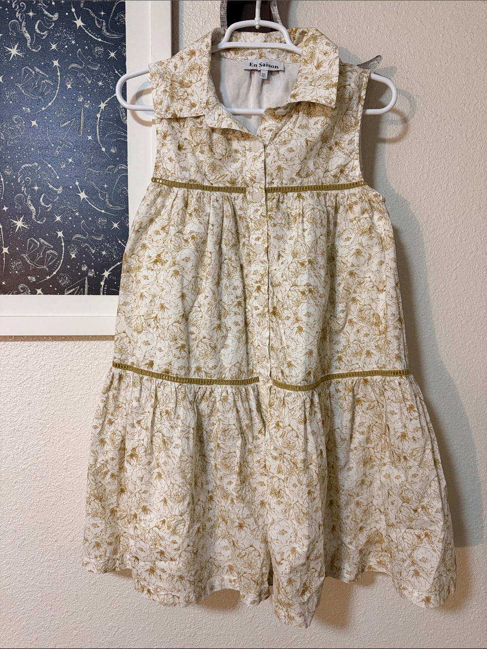 En saison tiered poplin collared mini dress size XS